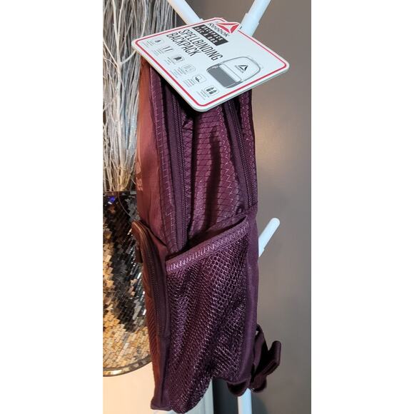 Reebok Spellbinding Maroon Water Resistant Backpack Laptop Bag Multi Pocket NEW - Picture 2 of 11